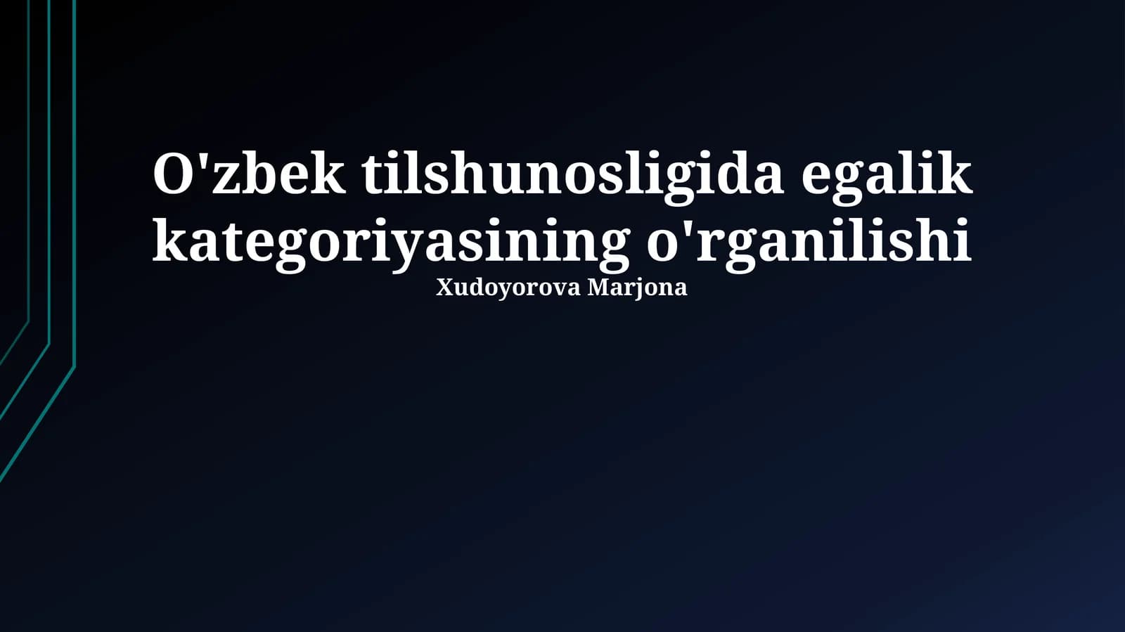 O'zbek tilshunosligida egalik kategoriyasining o'rganilishi