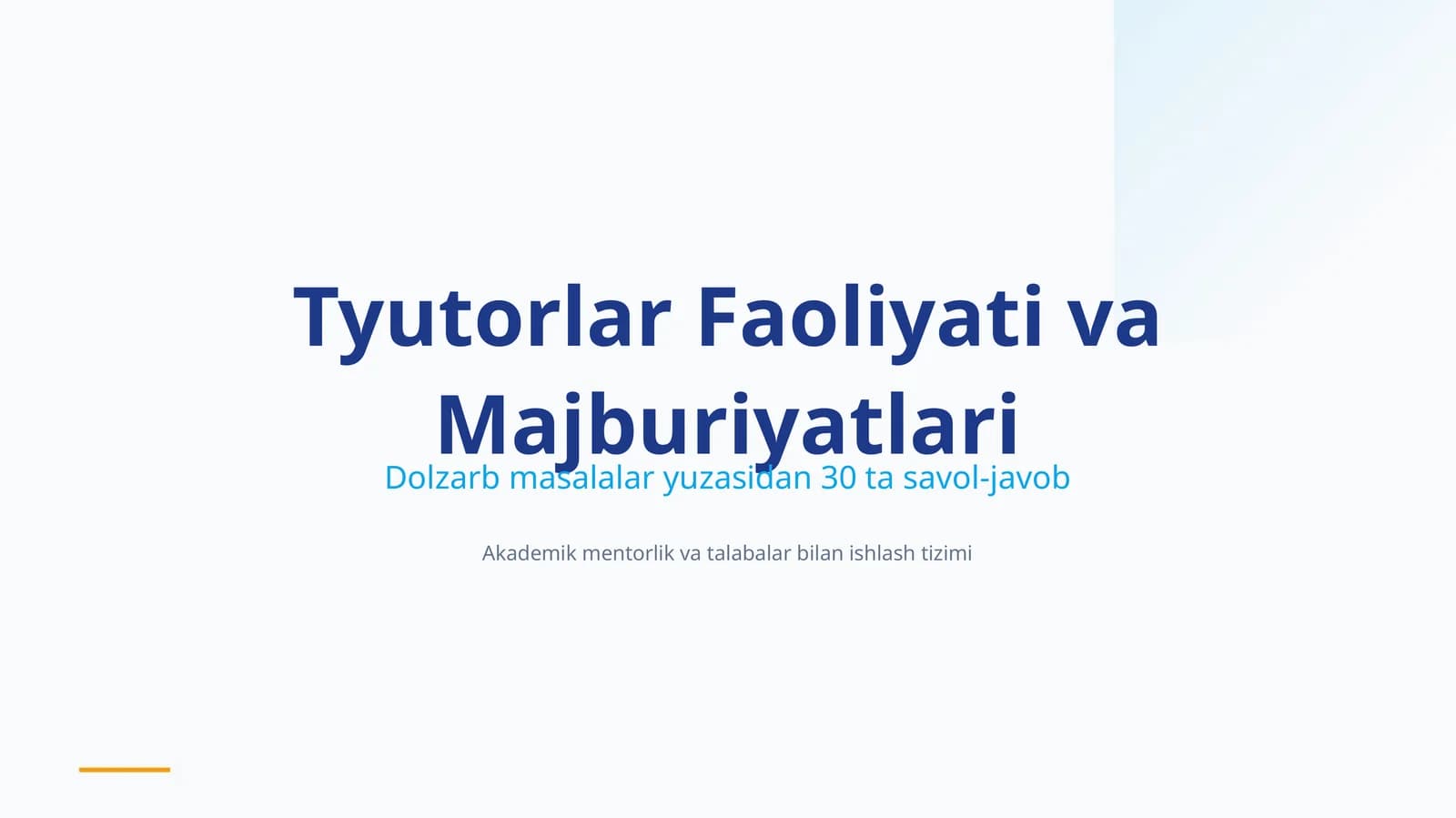 Tyutorlar Faoliyati va Majburiyatlari