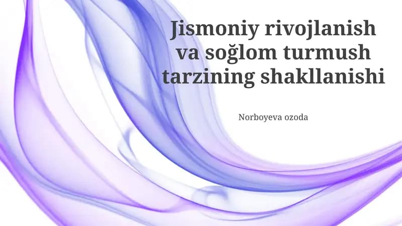 Sogʻlom turmush tarzining asoslari
