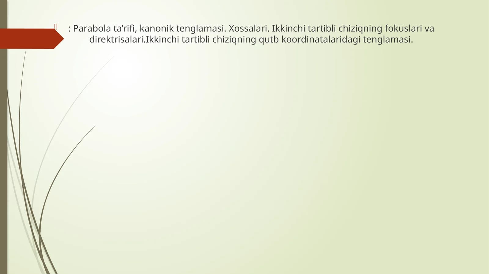 Parabola ta’rifi, kanonik tenglamasi