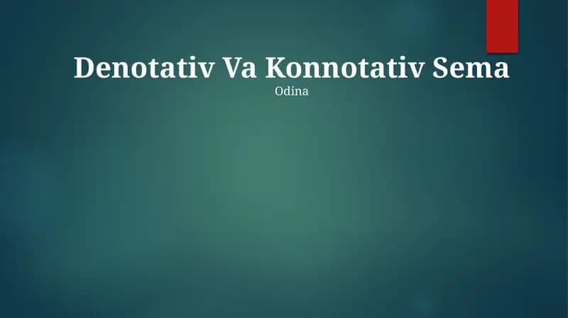 Denotativ Va Konnotativ Sema