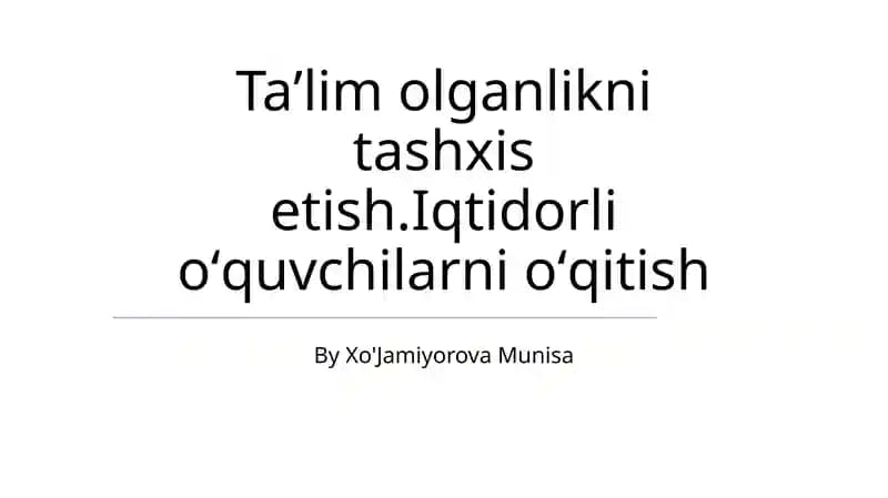 Taʼlim olganlikni tashxis etish