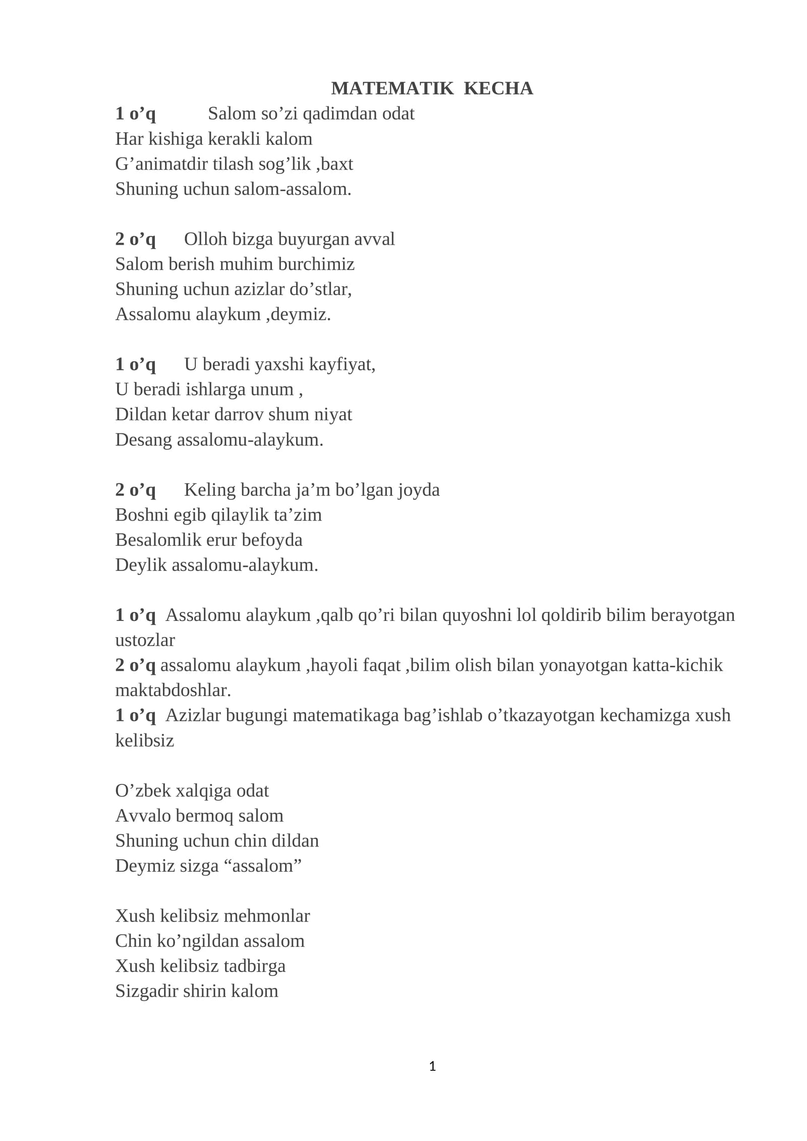 MATEMATIK KECHA