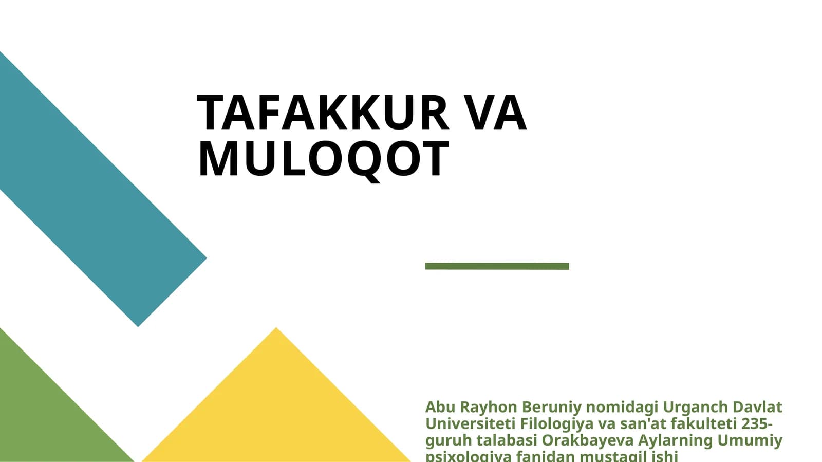 TAFAKKUR VA MULOQOT