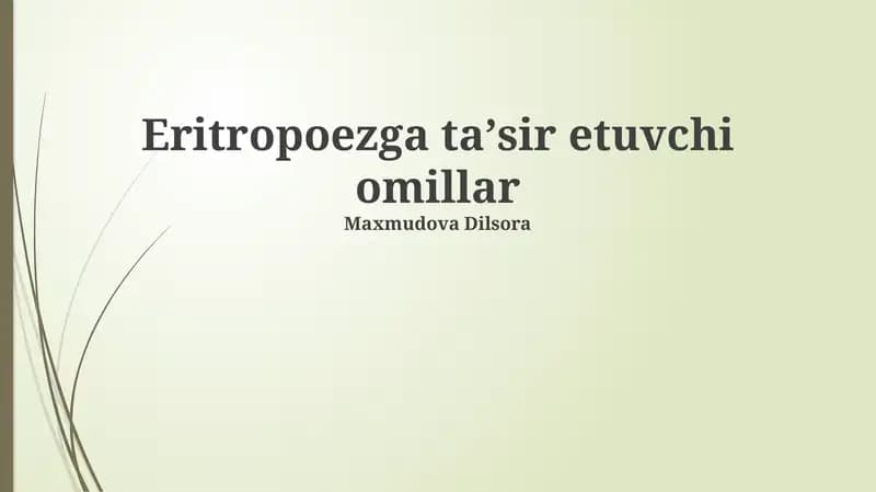 Eritropoezga ta'sir etuvchi omillar