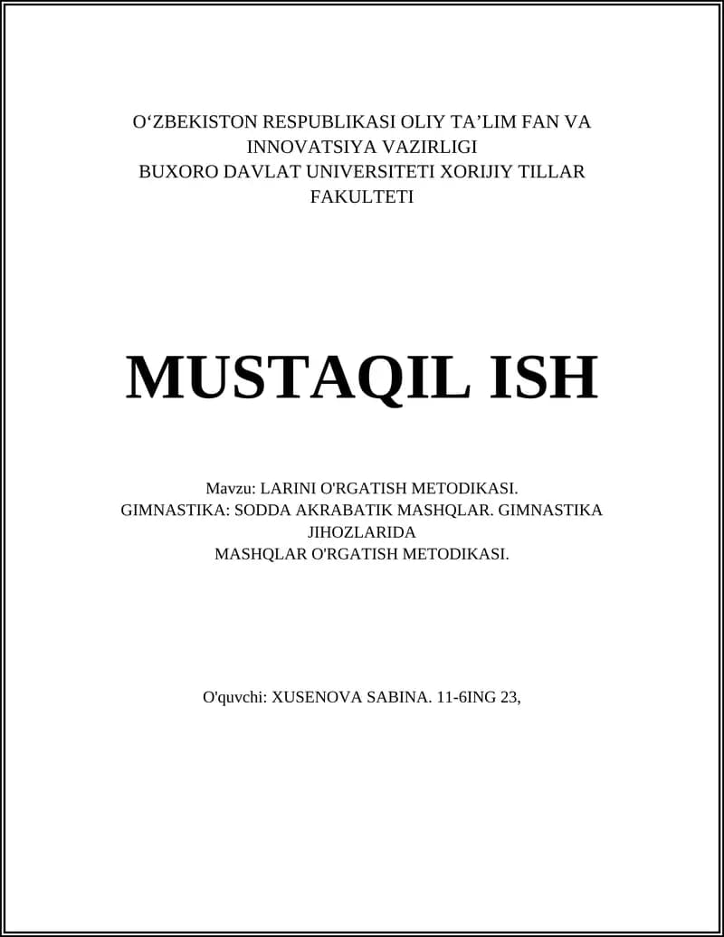 LARINI O'RGATISH METODIKASI