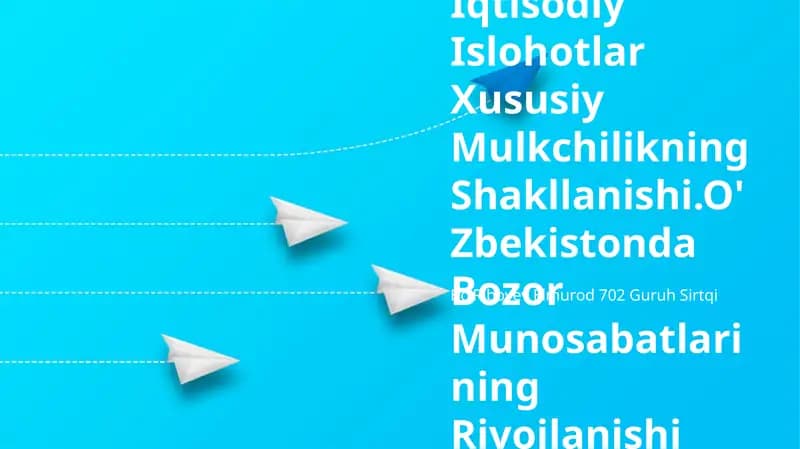 Iqtisodiy Islohotlar Xususiy Mulkchilikning Shakllanishi