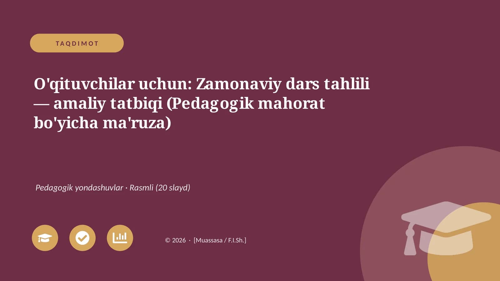 Zamonaviy dars tahlili — amaliy tatbiqi