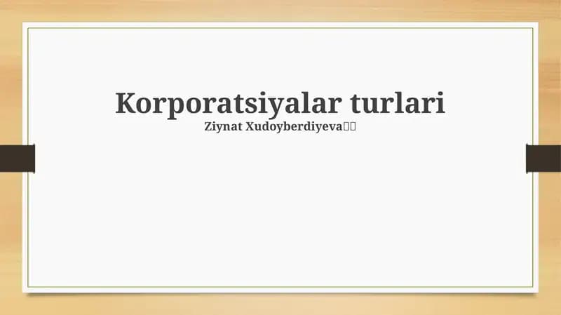Korporatsiyalar turlari