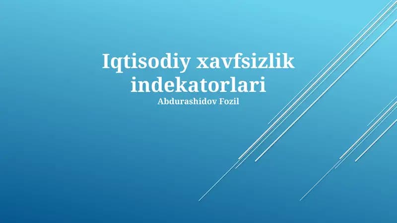 Iqtisodiy xavfsizlik indekatorlari