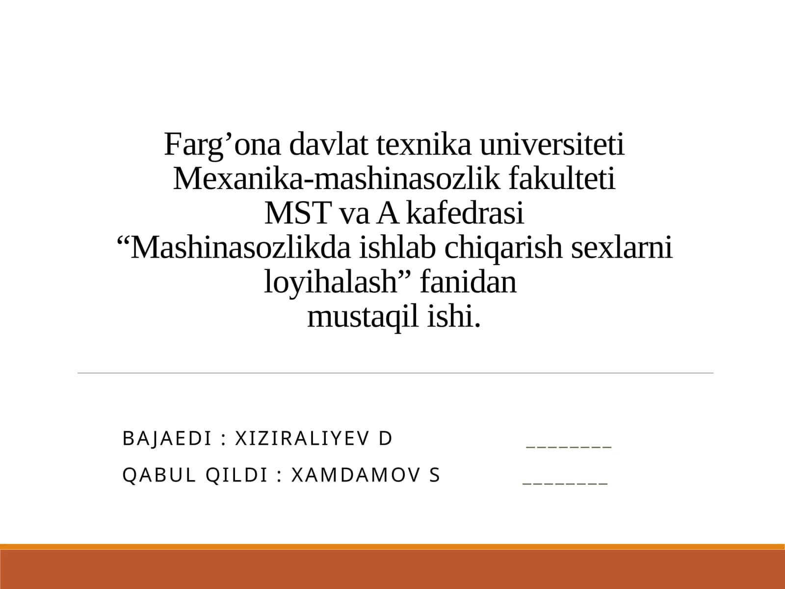 Mashinasozlikda ishlab chiqarish sexlarni loyihalash
