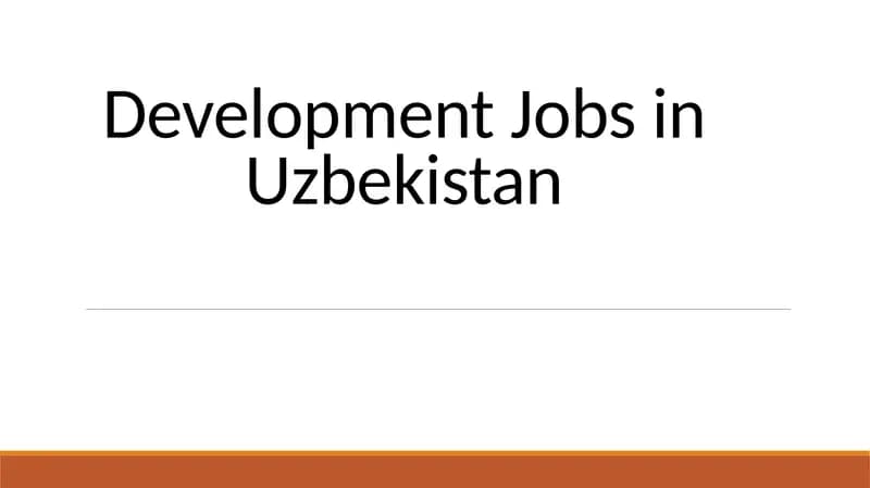 Development Jobs in Uzbekistan