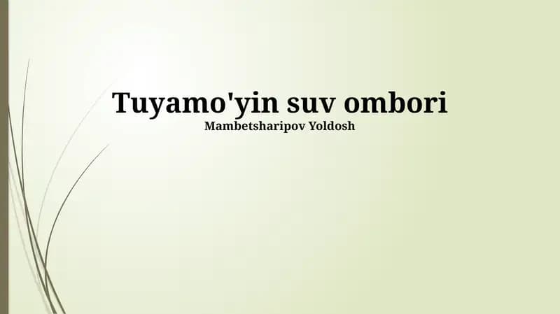 Tuyamo'yin suv ombori