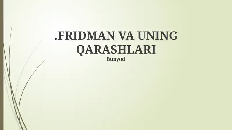 Fridman va uning qarashlari