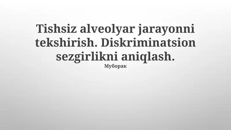 Diskriminatsion sezgirlikni aniqlash