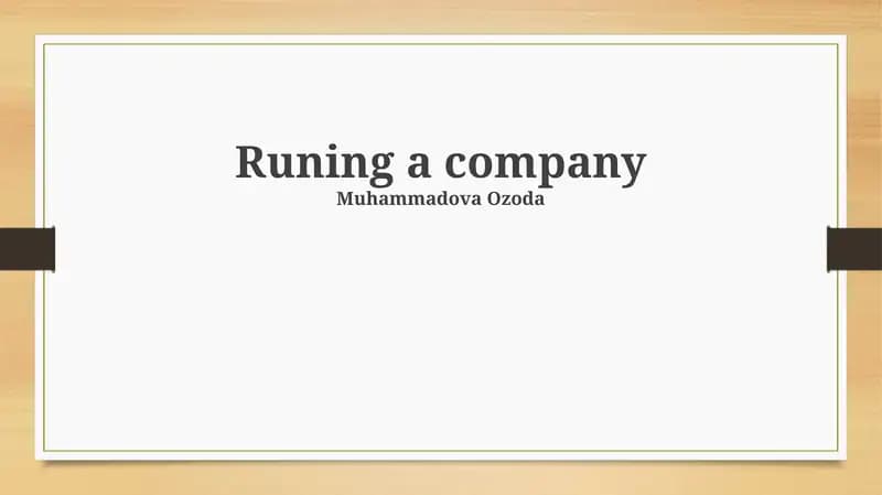 Runing a company
