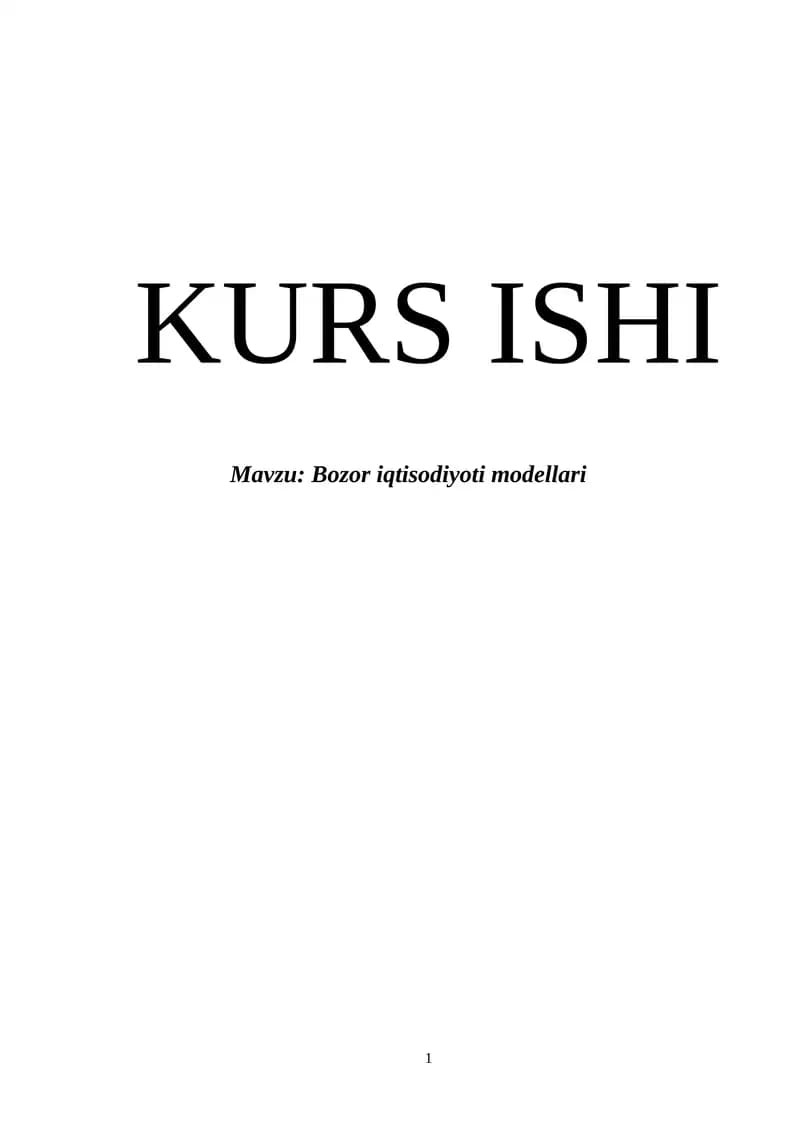 Bozor iqtisodiyoti modellari