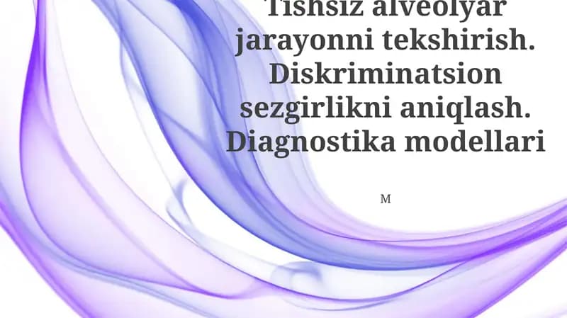 Diagnostika Modelini Ishlab Chiqish va Tasdiqlash