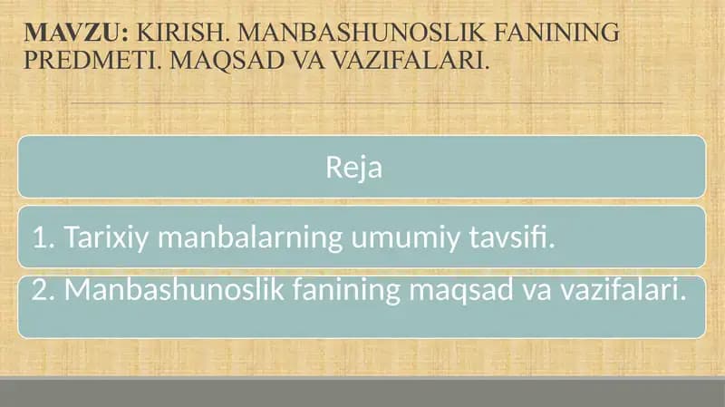 Kirish fanining predmeti