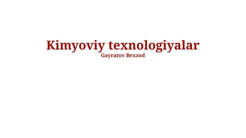 Kimyoviy texnologiyalar