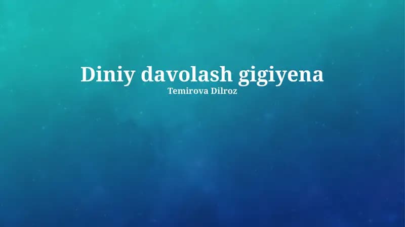 Diniy davolash gigiyena