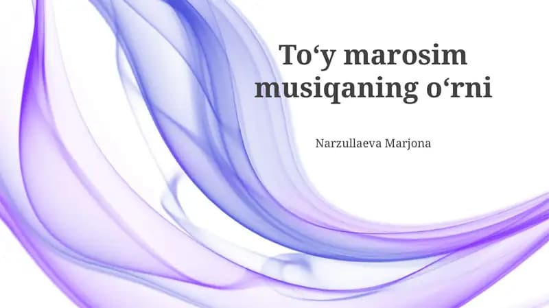 Toʻy marosim musiqaning oʻrni