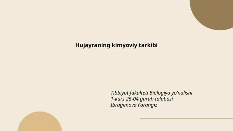 Hujayraning kimyoviy tarkibi