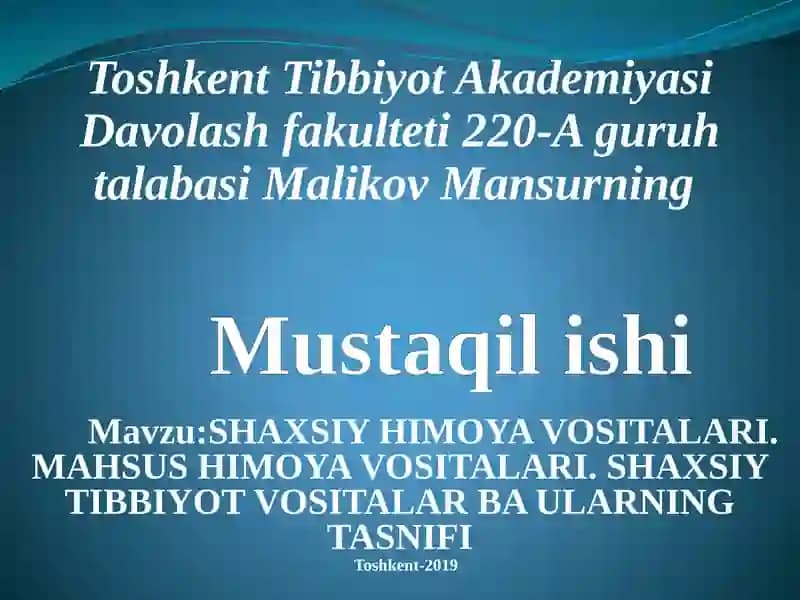 SHAXSIYHIMOYA VOSITALARI