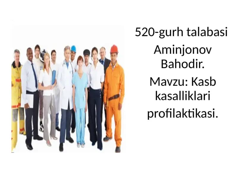 Kasb kasalliklari profilaktikasi