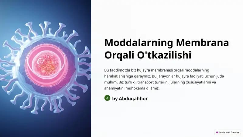 Moddalarning Membrana Orqali O'tkazilishi