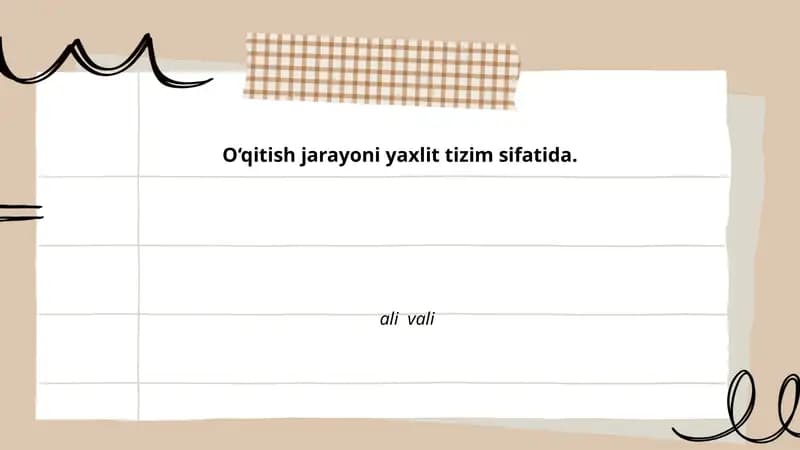 O‘qitish jarayoni tizimi