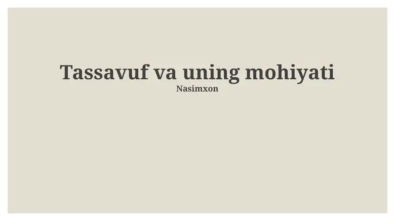 Tasavvuf va uning mohiyati