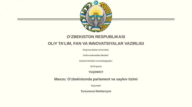 Oʻzbekistonda parlament va saylov tizimi