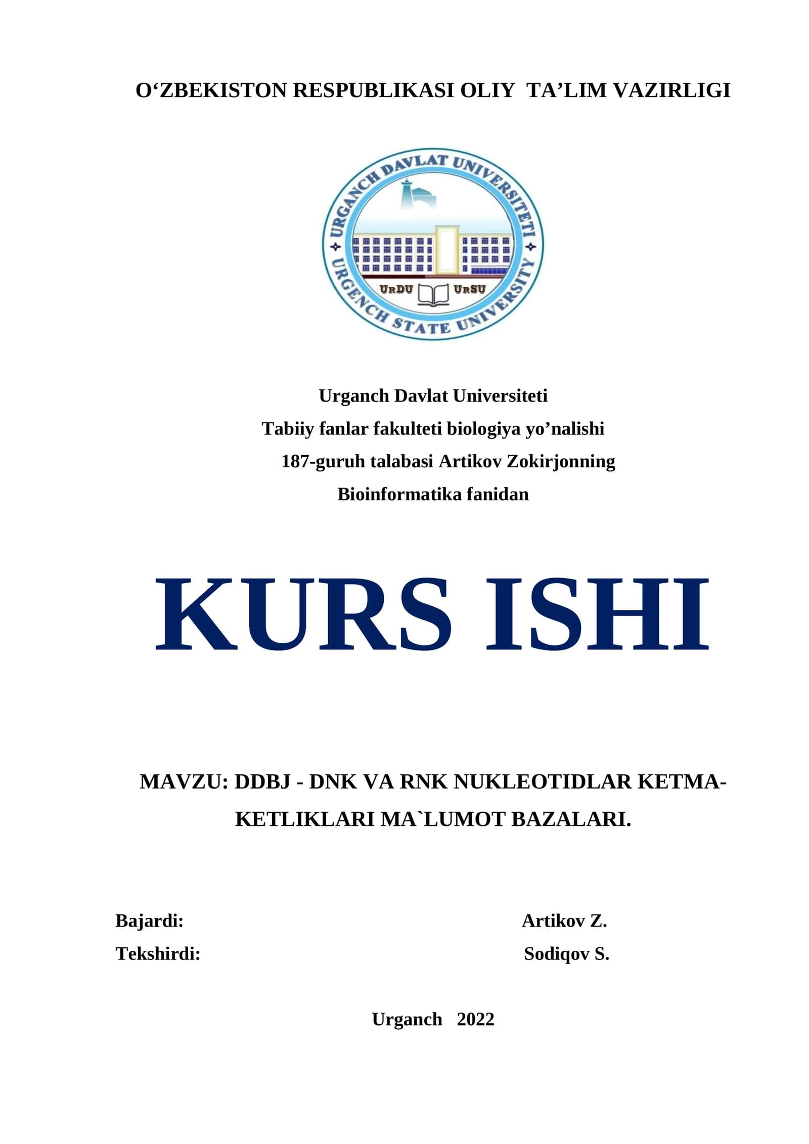Bioinformatika kurs ishi