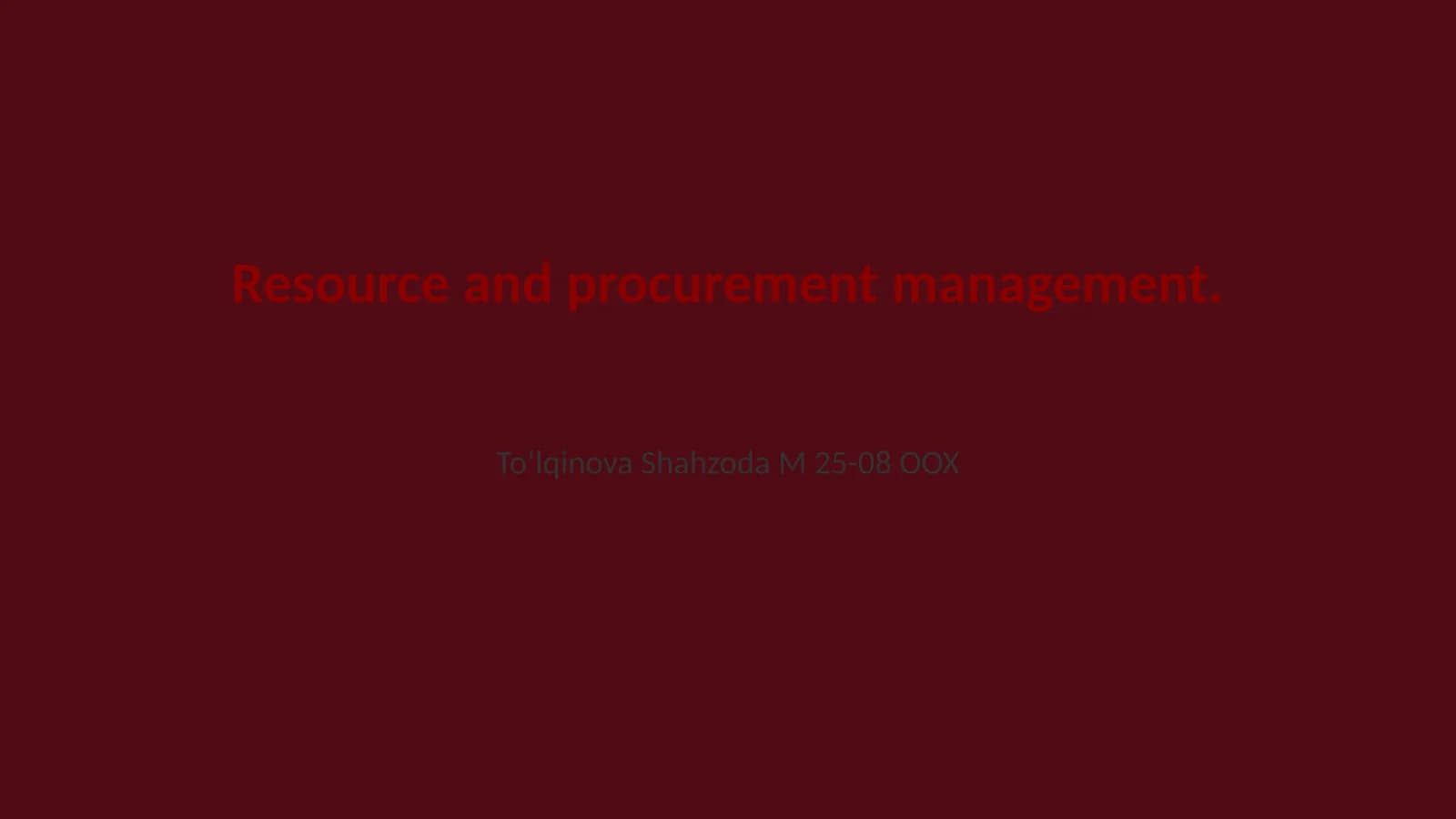 Fundamentals of Resource Management