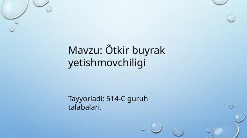 Buyrak yetishmovchiligi