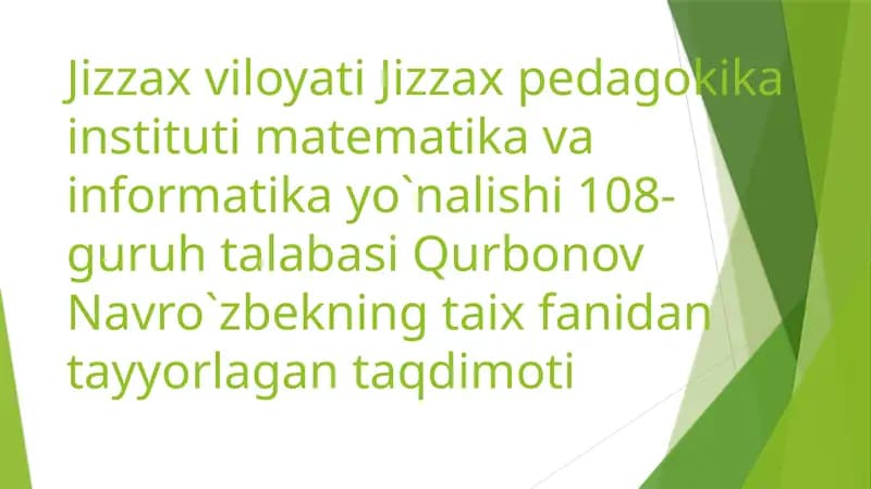 Tarix fanidan tayyorlagan taqdimot
