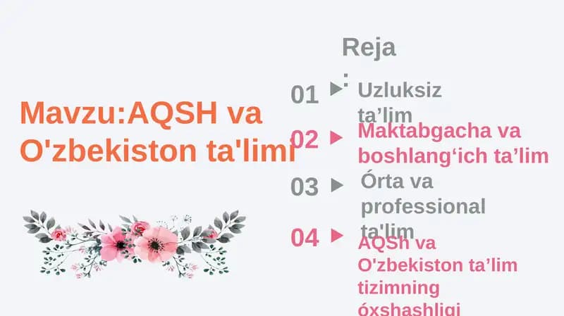 AQSH va O'zbekiston ta'limi