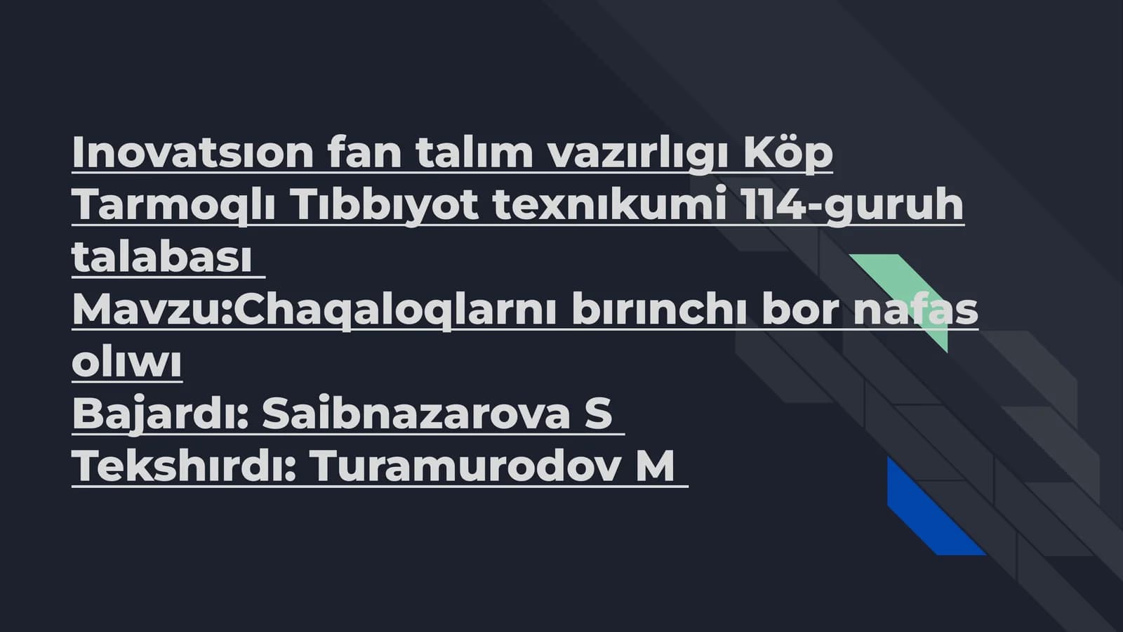 Chaqaloqlarnı bırınchı bor nafas olıwı