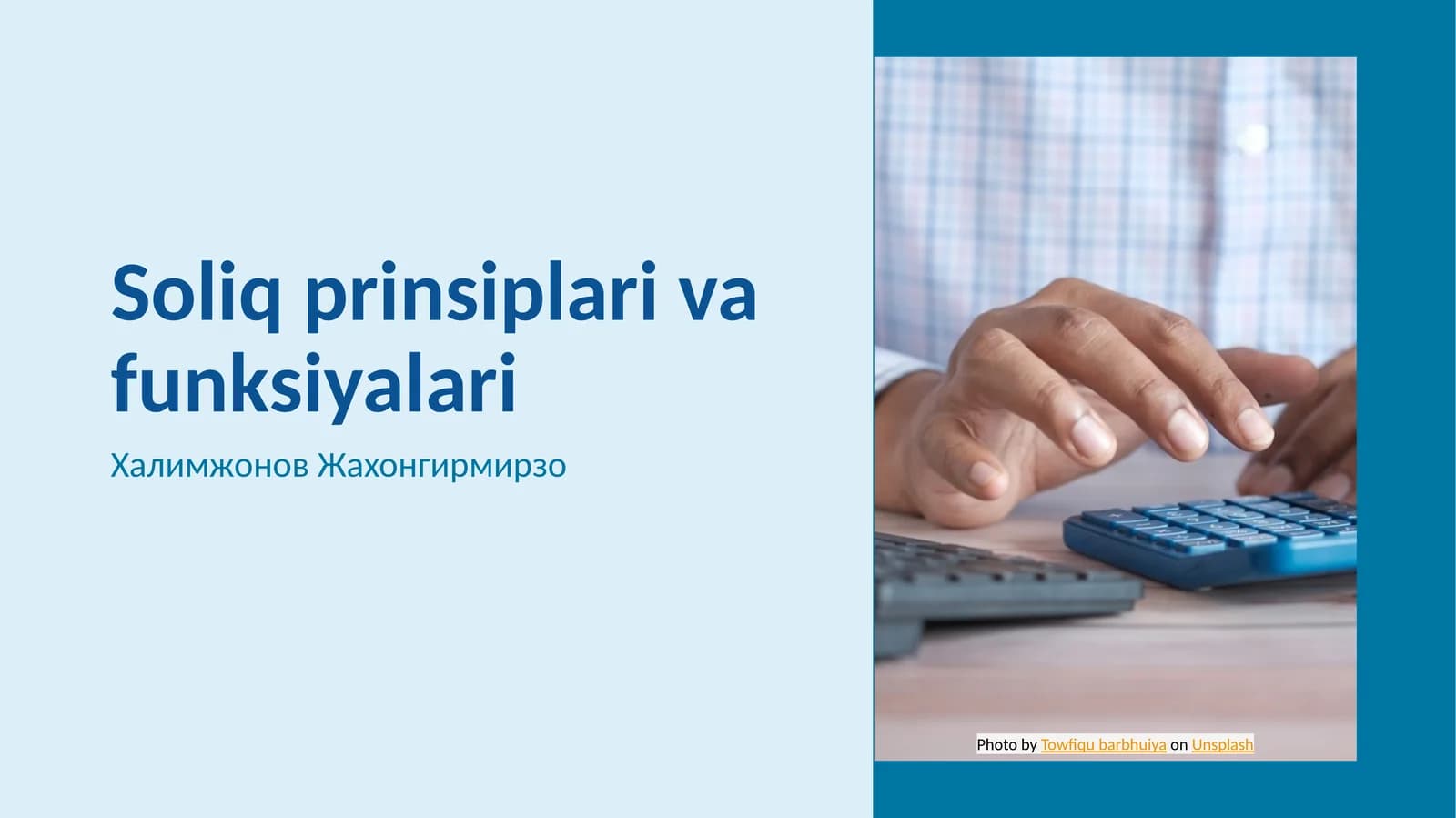 Soliq prinsiplari va funksiyalari