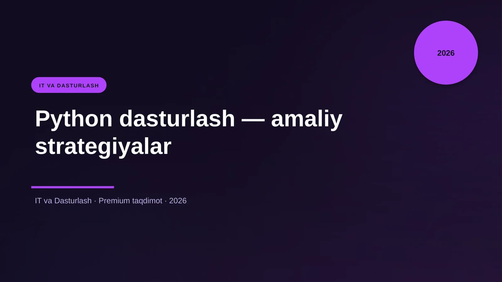 Python dasturlash — amaliy strategiyalar