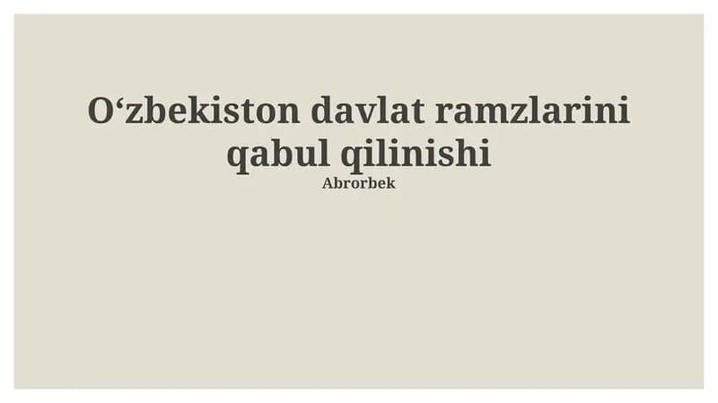 Oʻzbekiston davlat ramzlarini qabul qilinishi