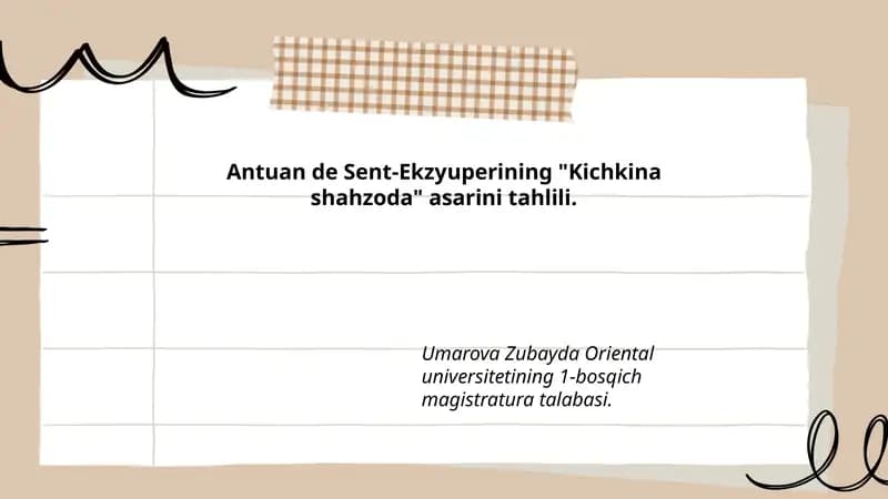 Kichkina shahzoda asarini tahlili
