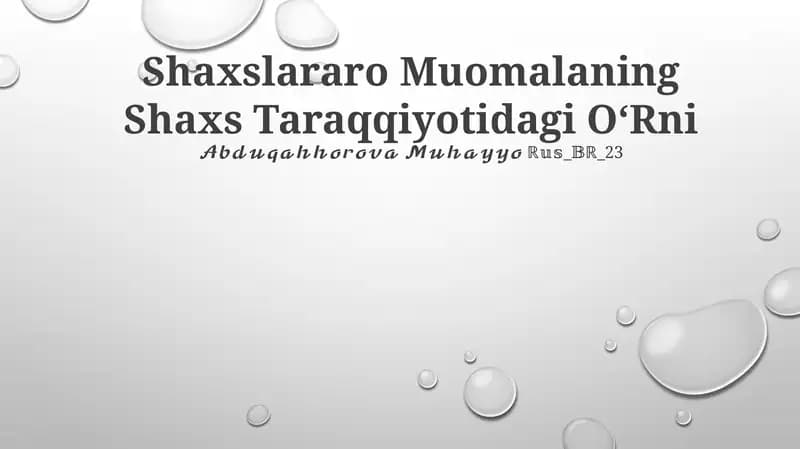 Shaxslararo Muloqot