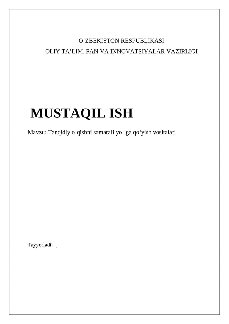 Tanqidiy oʻqishni samarali yoʻlga qoʻyish vositalari
