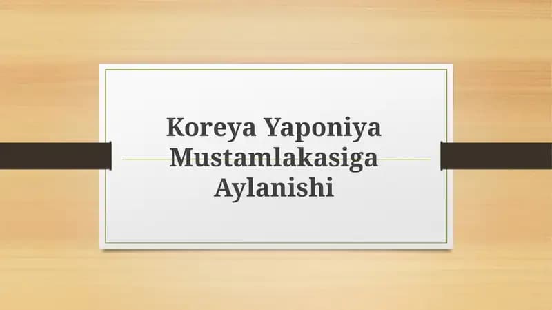Koreya Yaponiya Mustamlakasiga Aylanishi