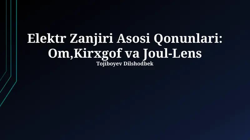Elektr Zanjiri Asosi Qonunlari