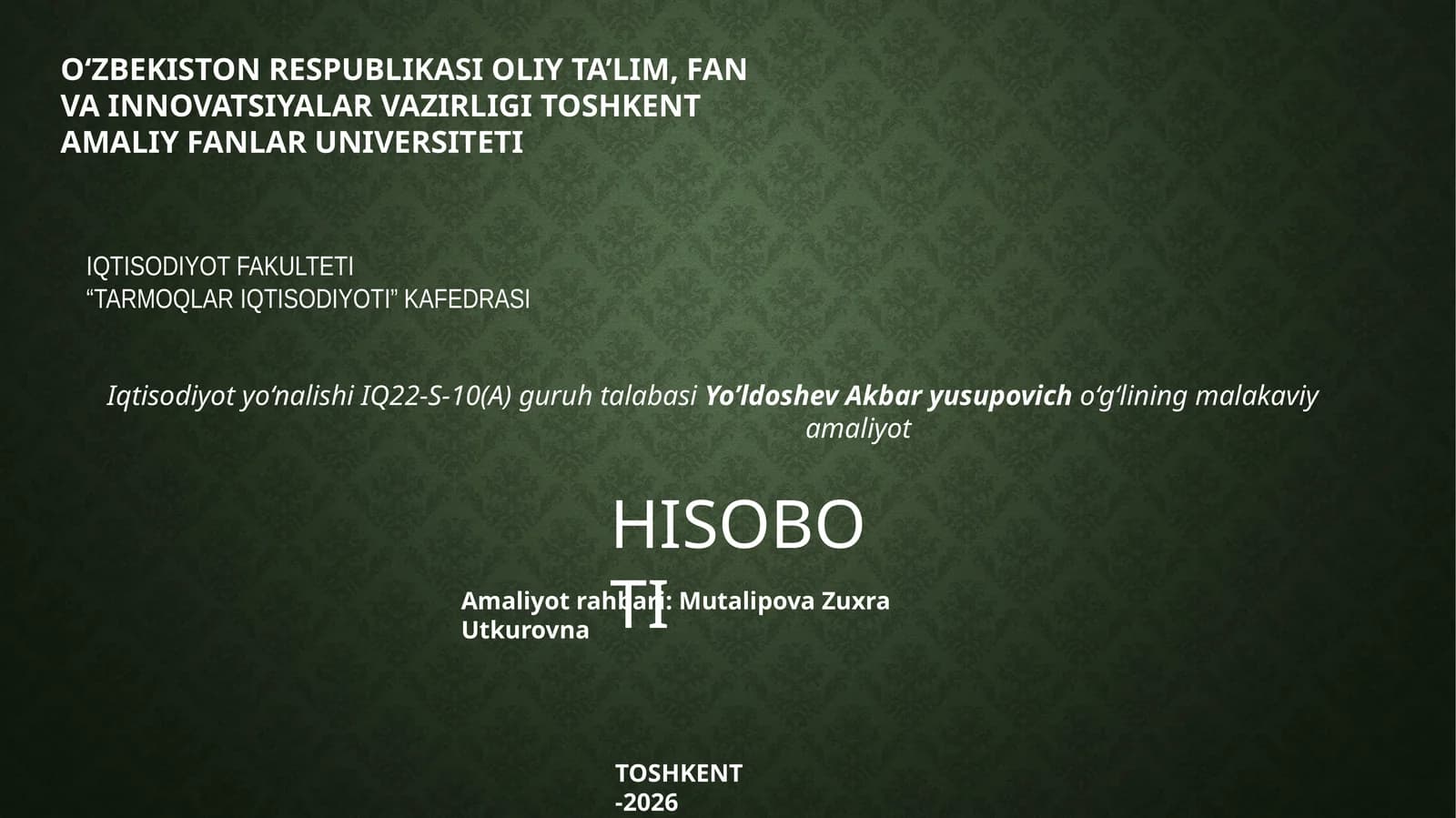 TarMOQLAR IQTISODIYOTI