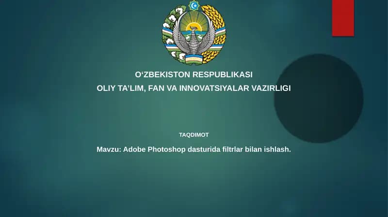 Adobe Photoshopdasturidafiltrlarbilanishlash