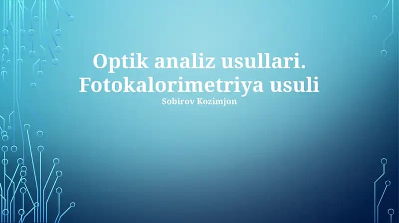 Optik Analiz Usullari